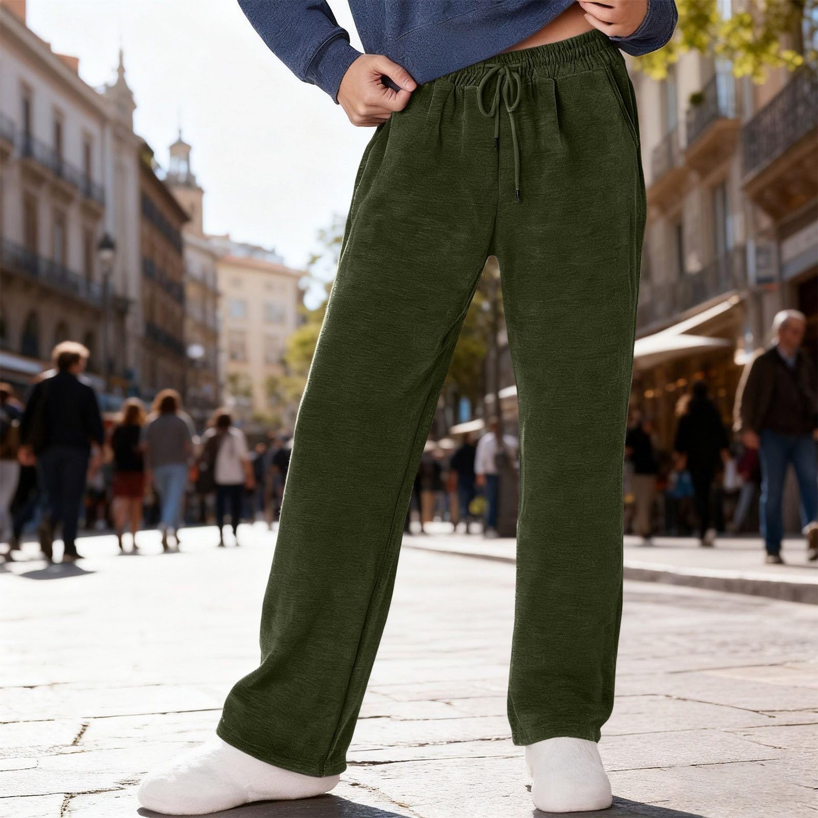 Pantalones deportivos holgados con cintura elástica para mujer, cómodos, elásticos, para gimnasio, entrenamiento, pierna recta, pantalones casuales para correr, deportes, transpirables, cálidos