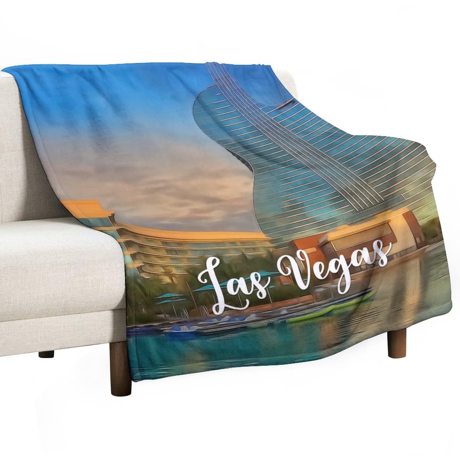 Couverture polaire en flanelle Skyline Las Vegas, plaid confortable fête du Nevada