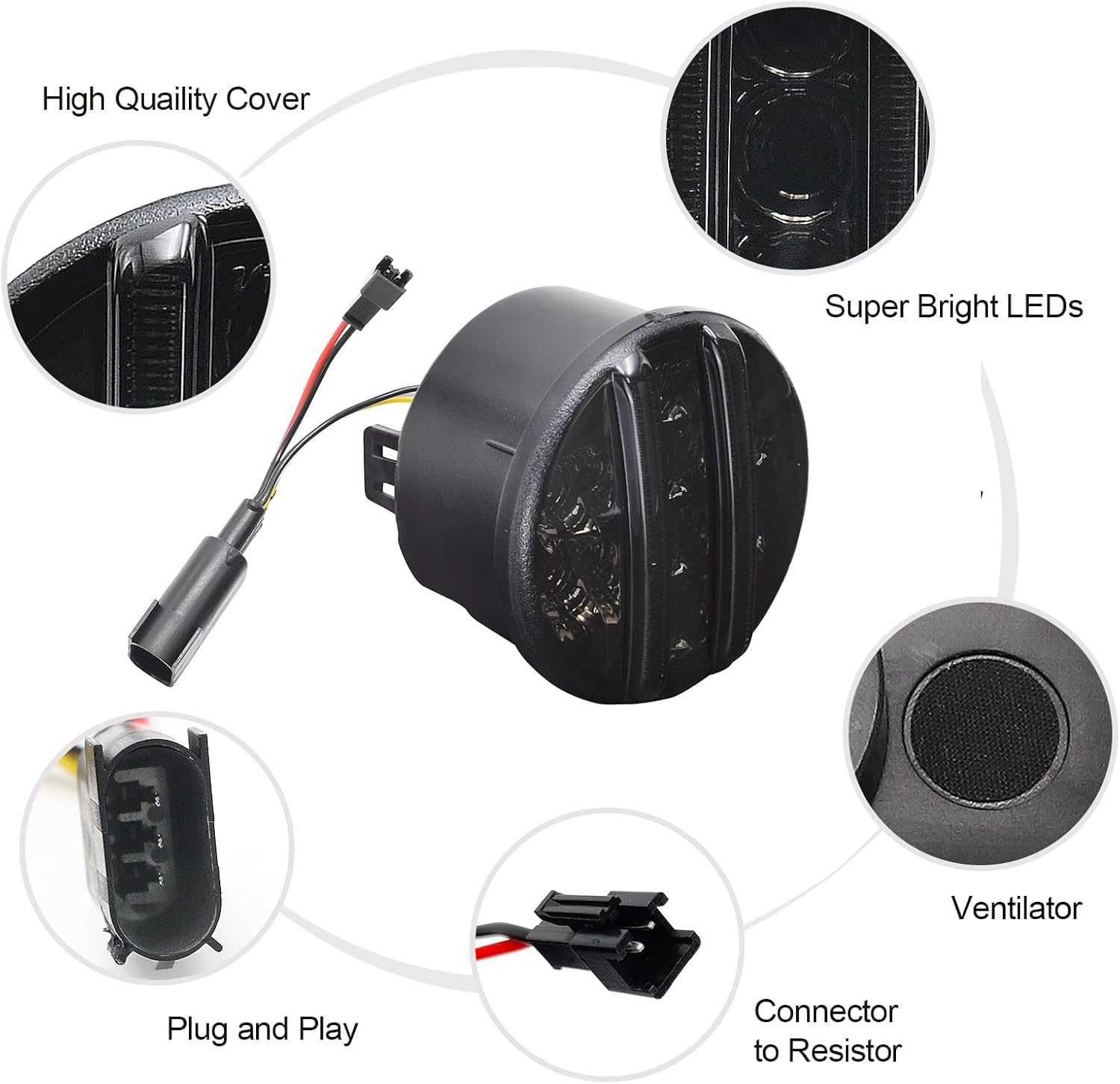 LED Turn Signal Light Compatible with Wrangler JK JKU 2007-2018, DRL Front Grill Indicator Parking Light, Amber Turn Signal Lights White Daytime Running Lamps, Smoked Lens