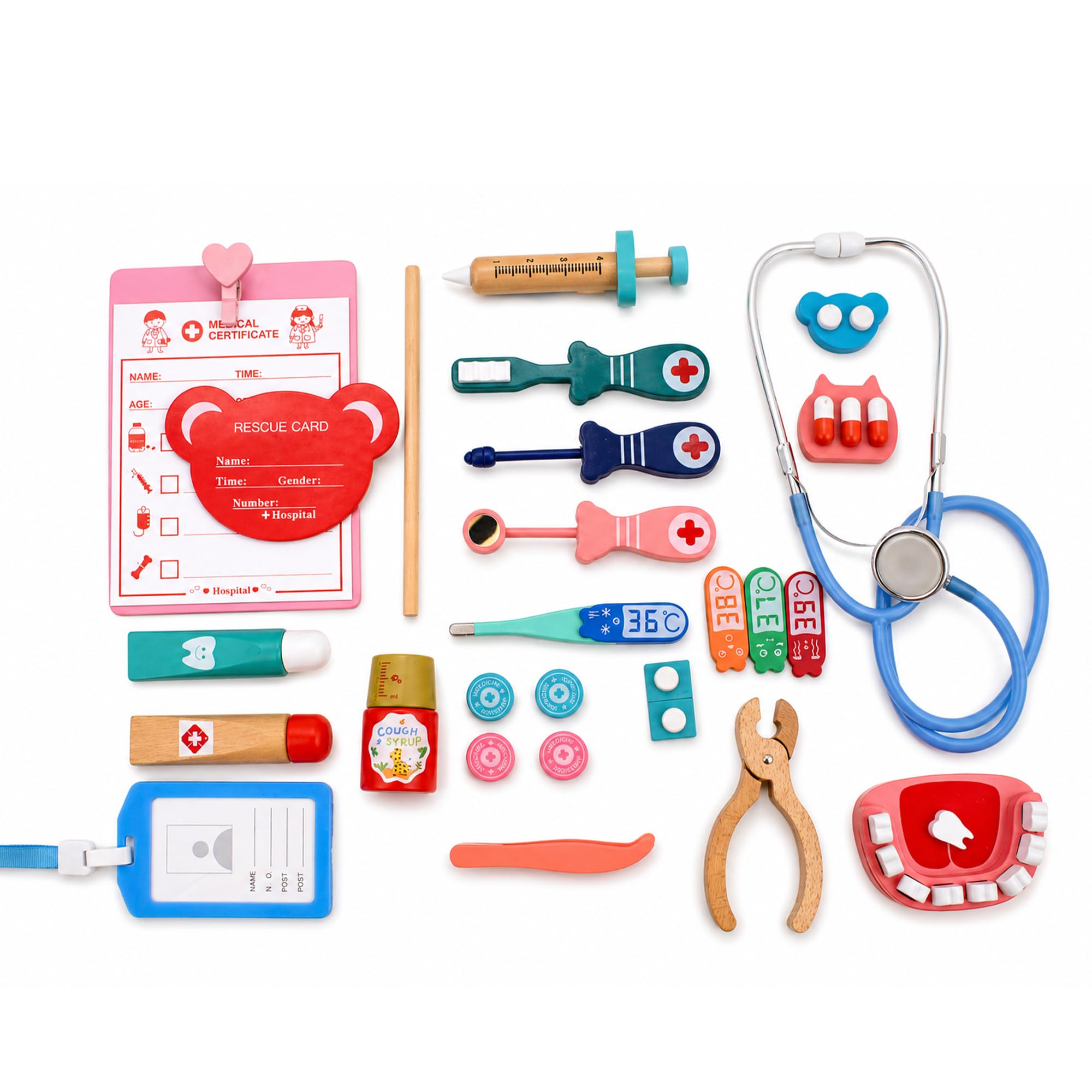 WUDLY® Wooden Doctor Set for Kids, Pretend Play Doctor Kit for