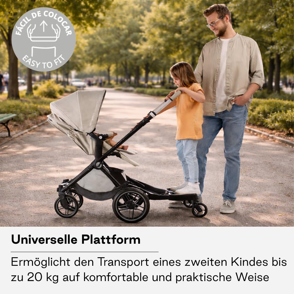 Jané Go Up Surfer, universale Kinderwagen-Plattform, bis 20 kg, einfache Montage, klappbar, rutschfest, 360°-Räder