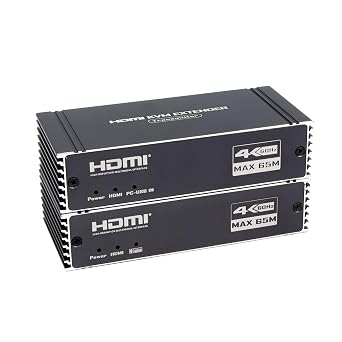 4K 60Hz 65M HDMI KVM Extender, HDMI Extender with USB KVM Control RJ45 65m Over Over Cat5e/Cat6 POC with Loop Support USB Keyboard Mouse for PC Computer