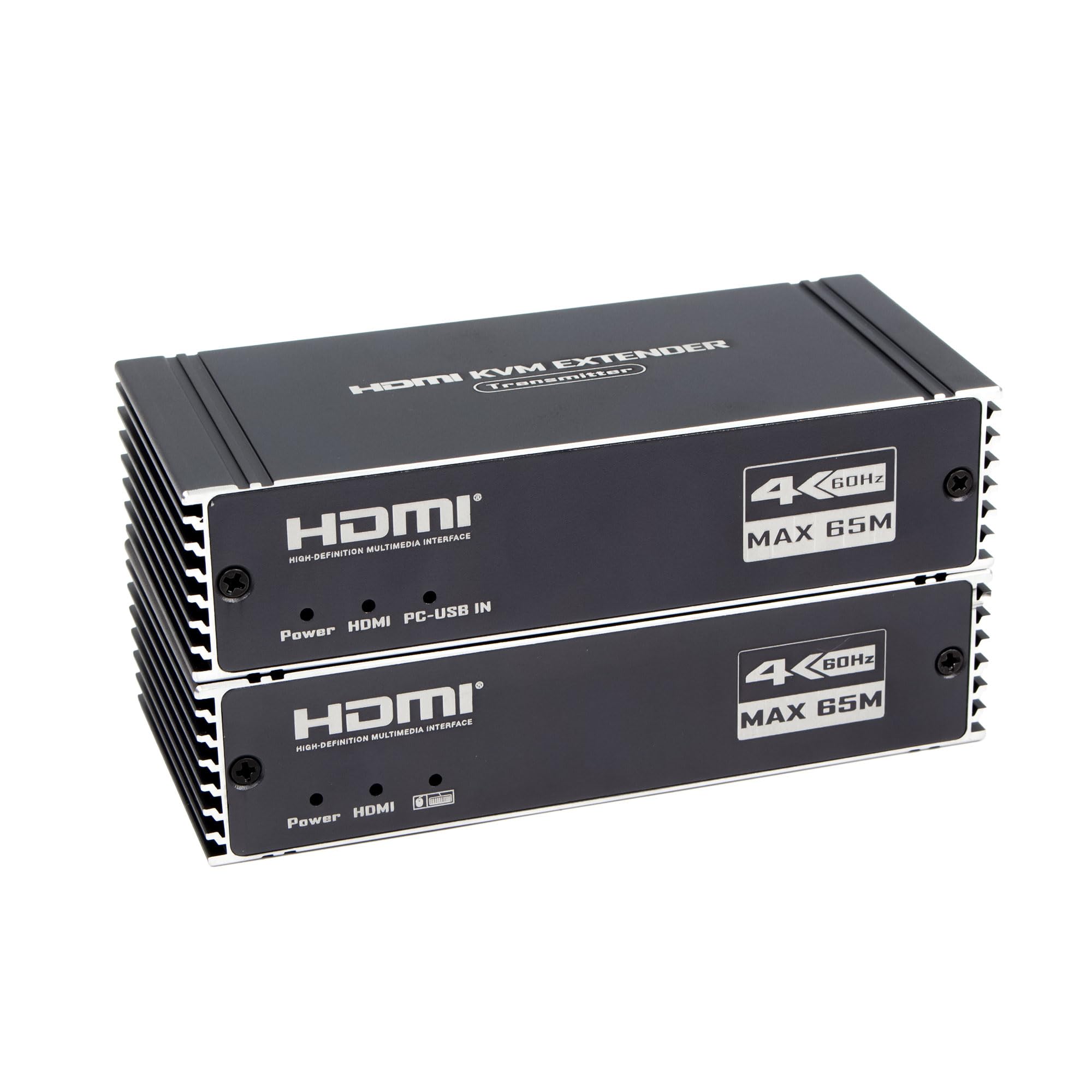 Extendeur KVM HDMI 4K 60Hz 65M Extendeur,HDMI avec contrôle KVM USB RJ45 65M sur Cat5e/Cat6 POC avec prise en charge de la boucle Clavier et souris USB pour PC