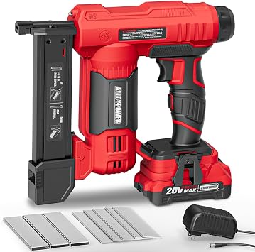 ALLOYPOWER 2 in 1 Cordless Brad Nailer/Electric Stapler with 2.0Ah Battery and Charger,1000pcs Nails and 500pcs Staples Included for Home Improvement & Woodworking