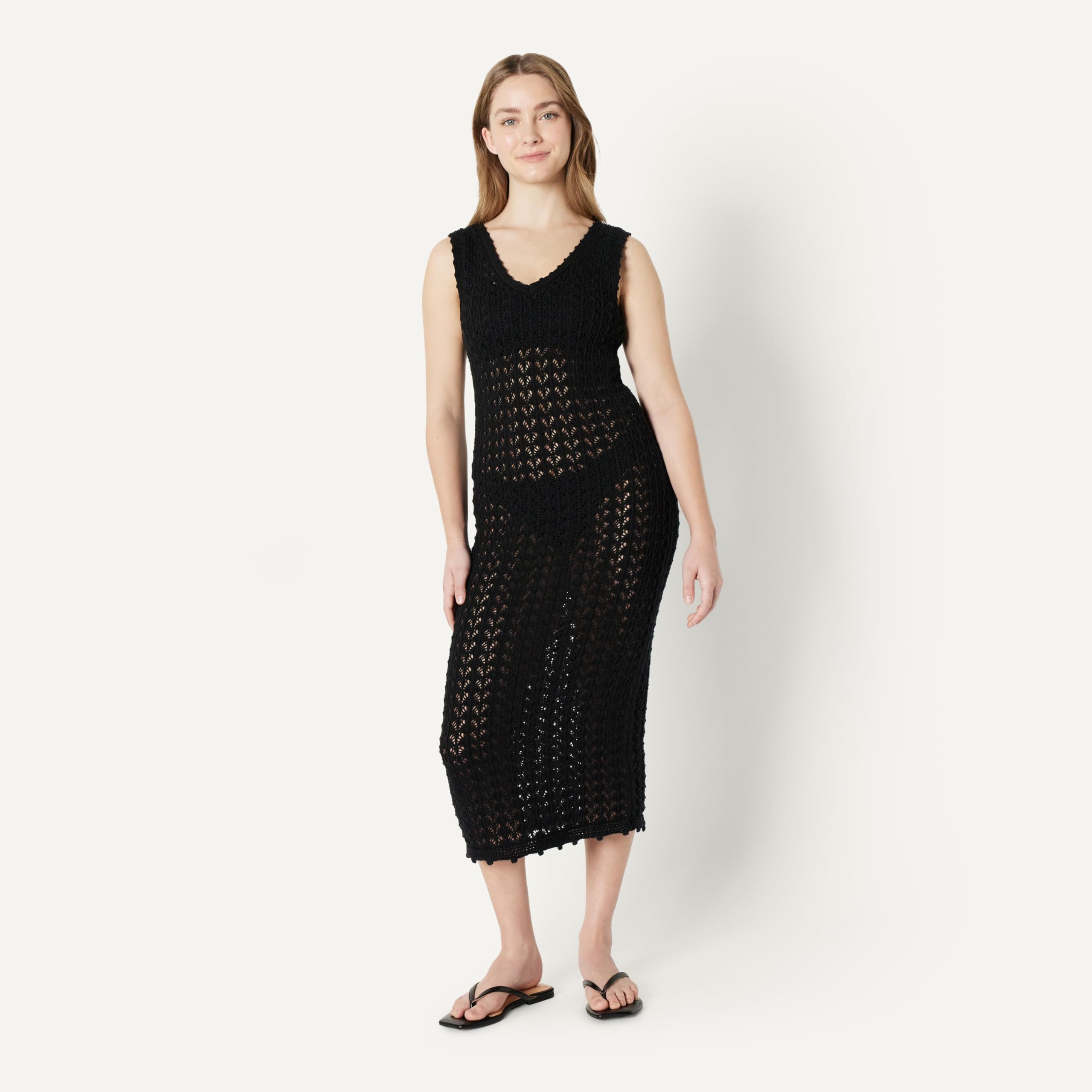 Amazon Essentials Vestido Playero de Ganchillo de Corte Estándar Mujer