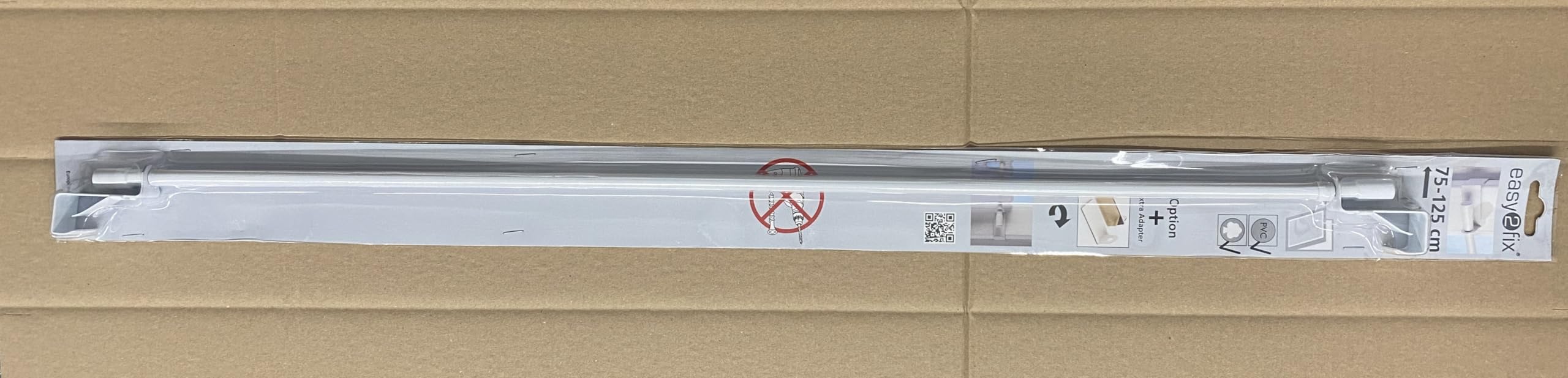 Klemmstange Easy Fix 2 Größen 2 Farben ausziehbar ohne Bohren Vitrage zum Klemmen Klemmstange 75-125cm weiß
