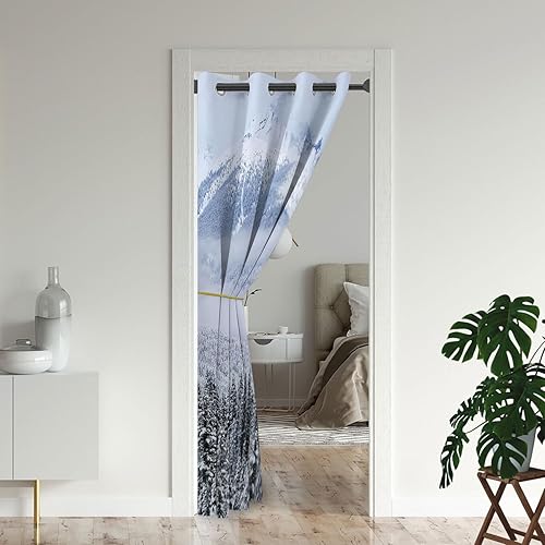 Miniatura 8 de Cortinas opacas para puerta de bosque brumoso para puertas, madera de pino natural, cortina opaca para armario de dormitorio de niños, con ojales,