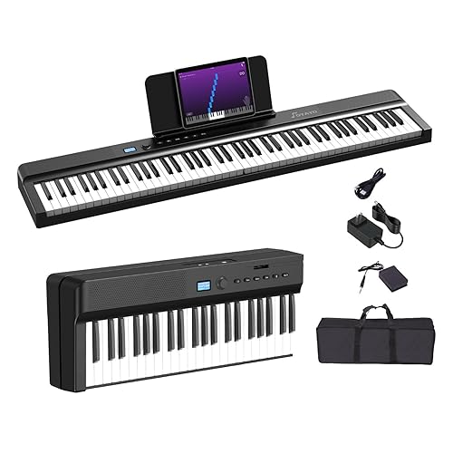 OYAYO Upgraded Folding Piano Keyboard, 88 Key Full Size Semi Weighted Keyboard Support MIDI and Bluetooth, Portable Foldable Keyboard Piano with Sustain Pedal and Piano Bag, Best Gift for Beginner