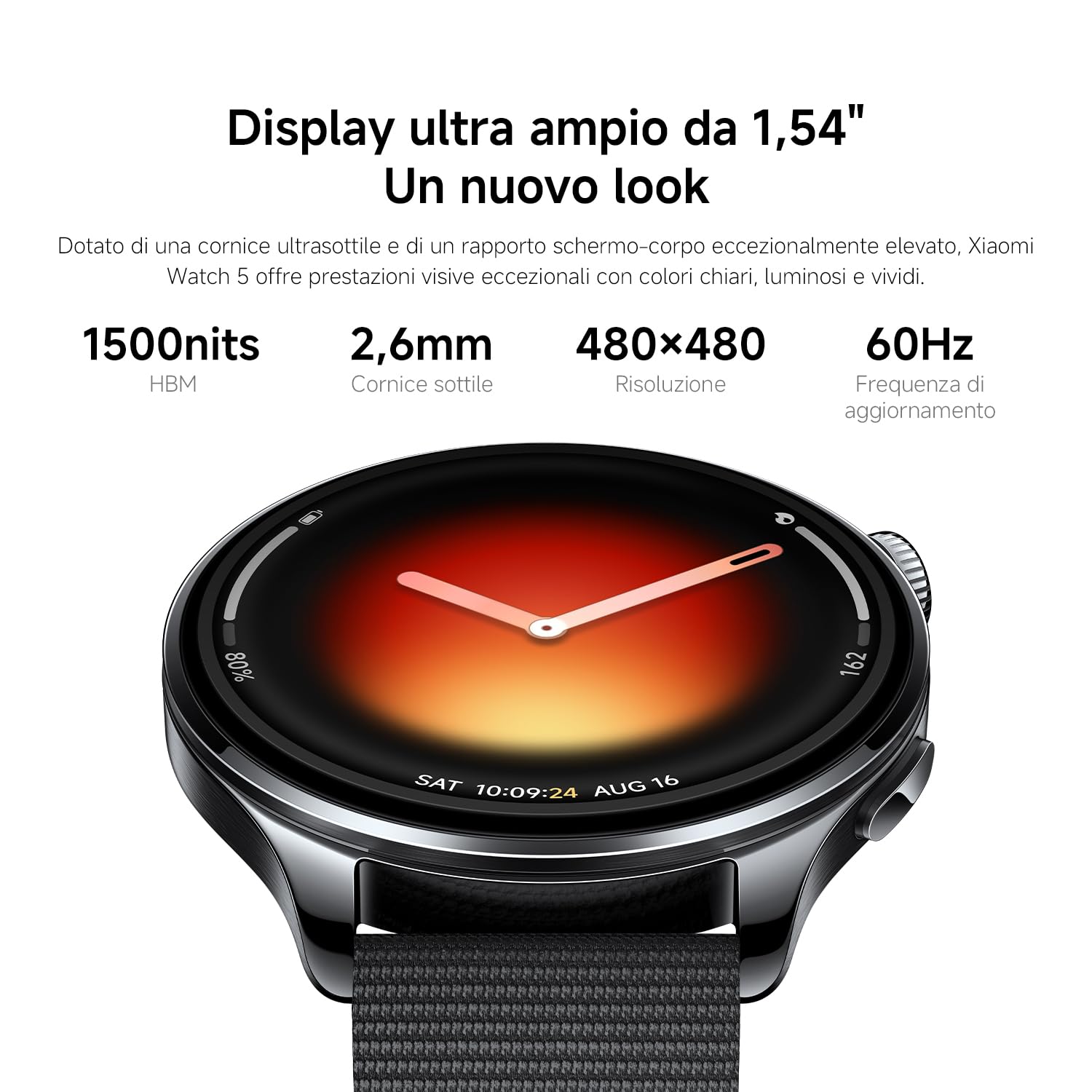 XIAOMI Watch 5 Smartwatch 47mm, Google Wear OS, AI, Batteria 6gg, Nero | Display Zaffiro 1,54'', 78% rapporto schermo, tracker fitness GPS, controllo salute 60s, 150+ sport, controllo gesti