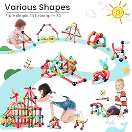 BAKAM Magnetic Building Blocks for Kids Ages 4-8, STEM Construction Toys for Boys and Girls, Large Size Magnetic Sticks and Balls Game Set for Kids Early Educational Learning (25PCS)