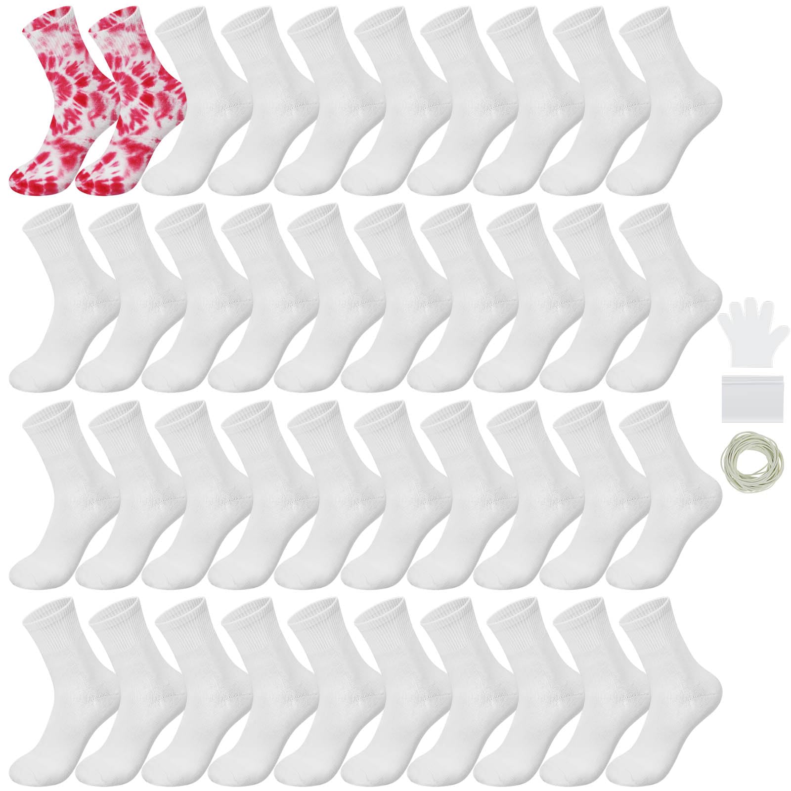 Silkfly White Cotton Socks for Tie Dye White Crew Ankle Socks Tie Dye kit Party Supplies(Small,20 Pairs)