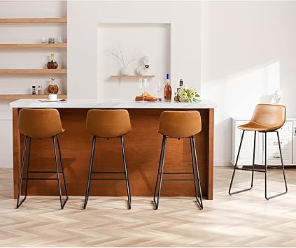 HeuGah Bar Height Bar Stool Set, Modern Backstools for Kitchen Island, 30 Inch Seat Height