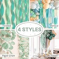 Vista 5 de PartyWoo Serpentinas de papel crepé verde salvia, 4 unidades, 328 pies, paquete de serpentinas de papel crepé verde oliva eucalipto arena blanco