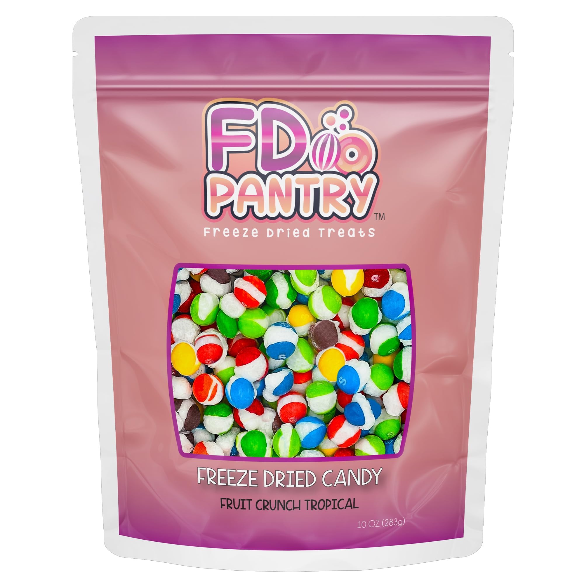 Fruit Crunch Tropical Freeze-Dried Candy, 10 oz, Exotic Fruit Flavors, Large Pouch, Ideal Gift Snack Treat