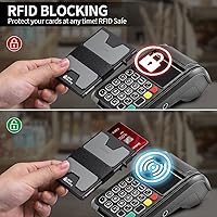 Vista 44 de Cartera delgada de aluminio para hombre, placa trasera expandible duradera, bloqueo RFID, billetera desplegable de metal minimalista, con capacidad