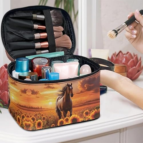 Vista 49 de doginthehole Bolsa de maquillaje, bolsa de cosméticos de viaje, bolsa de aseo portátil grande, organizador de accesorios para mujeres y niñas
