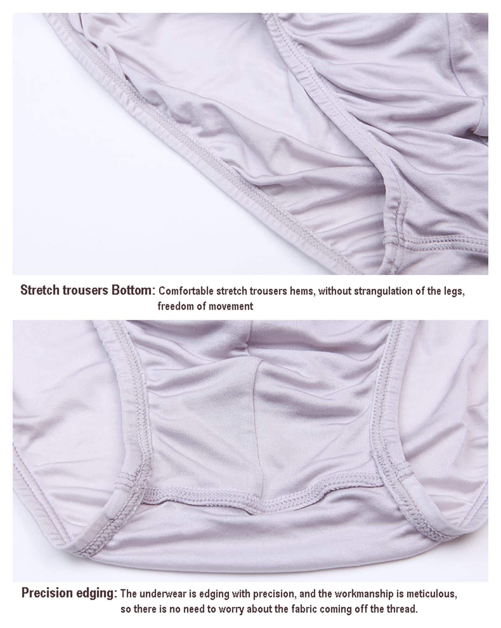 CYGE Ropa Interior De Seda De Morera 100% para Hombre Calzoncillos De Tiro Bajo Calzoncillos Clásicos De Satén Bragas