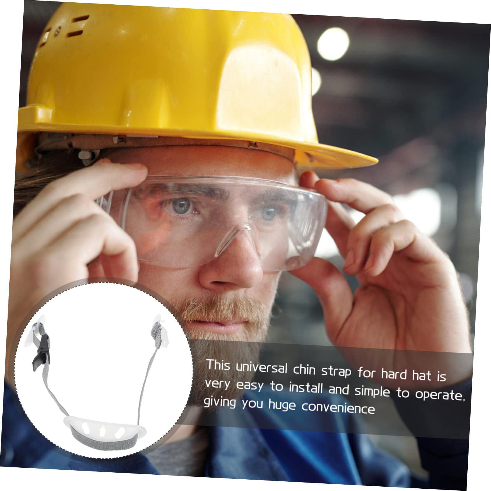 SOLUSTRE Sottogola Regolabile per Casco di Sicurezza, Mentoniera Comoda in Plastica e Poliestere, per Cantiere, Bianco