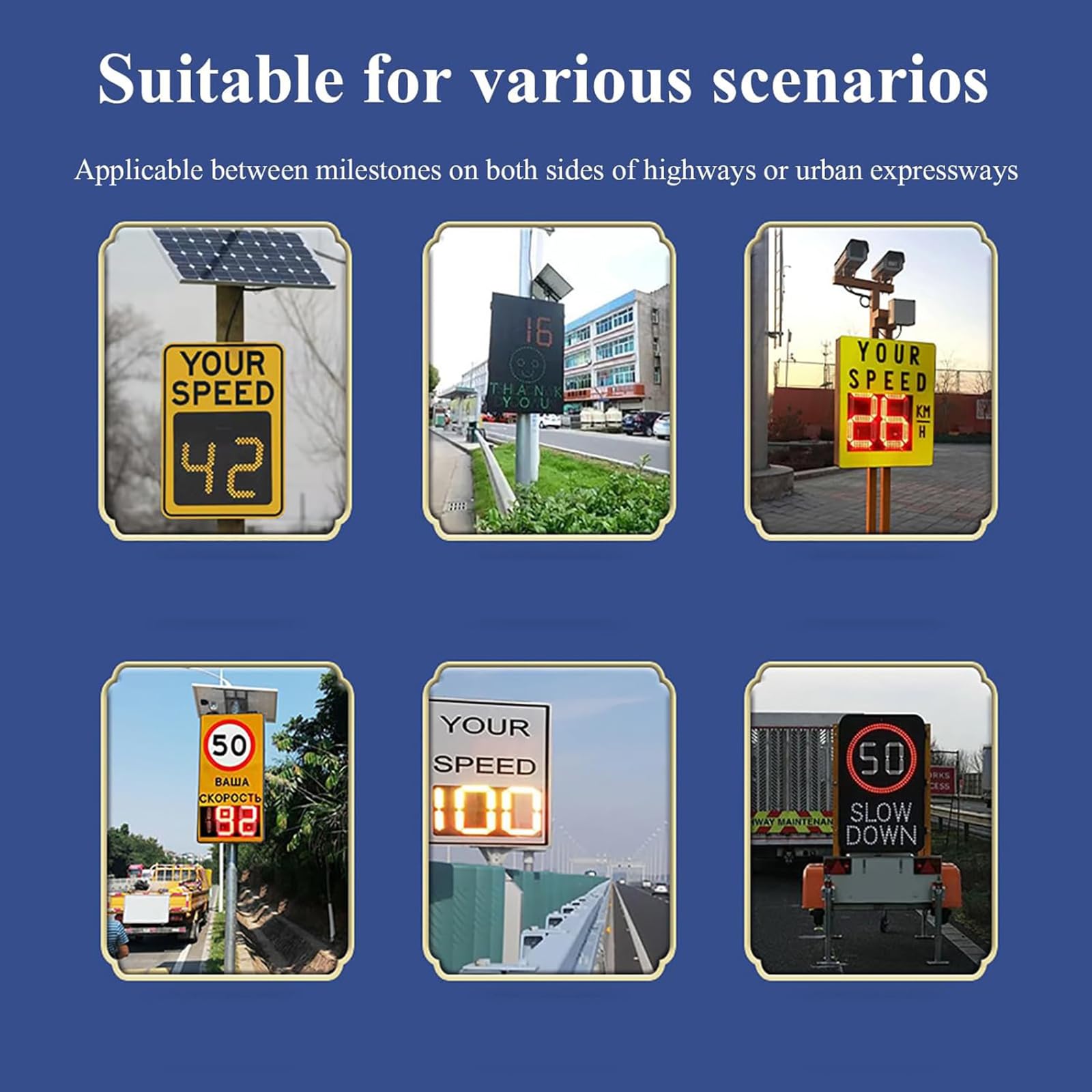 Señal de velocidad de radar con energía solar, señal de retroalimentación de tráfico, reflectante de alto brillo, fácil instalación, advertencia de velocidad de aluminio para seguridad vial, visible a