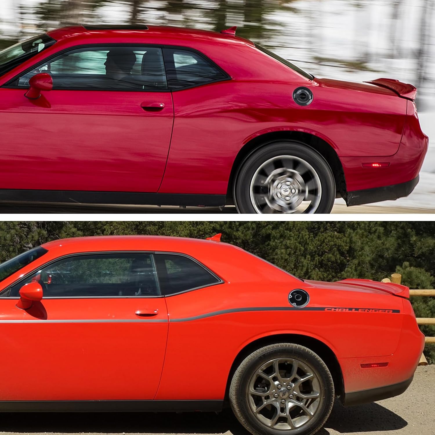 68250120AA Fuel Filler Door Cap Carbon Fibre Gas Cover Cap Vapor Edition Compatible with 2008-2021 Dodge Challenger