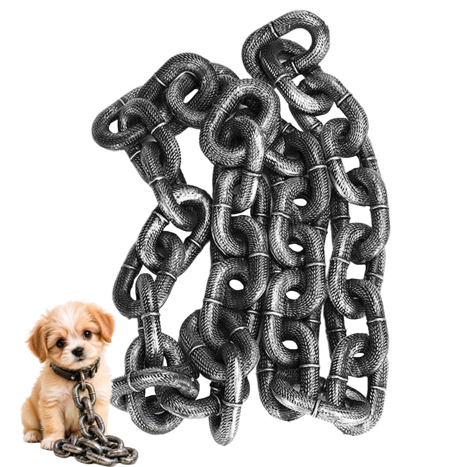 Iron Paw Kettenleine – Leichte Kunststoffleine im Ketten Look für kleine Hunde & Katzen; täuschend echte Optik (wie Eisenkette) für Fotos & Spaziergänge; verstellbare Längen (Silver,M/1.5m)