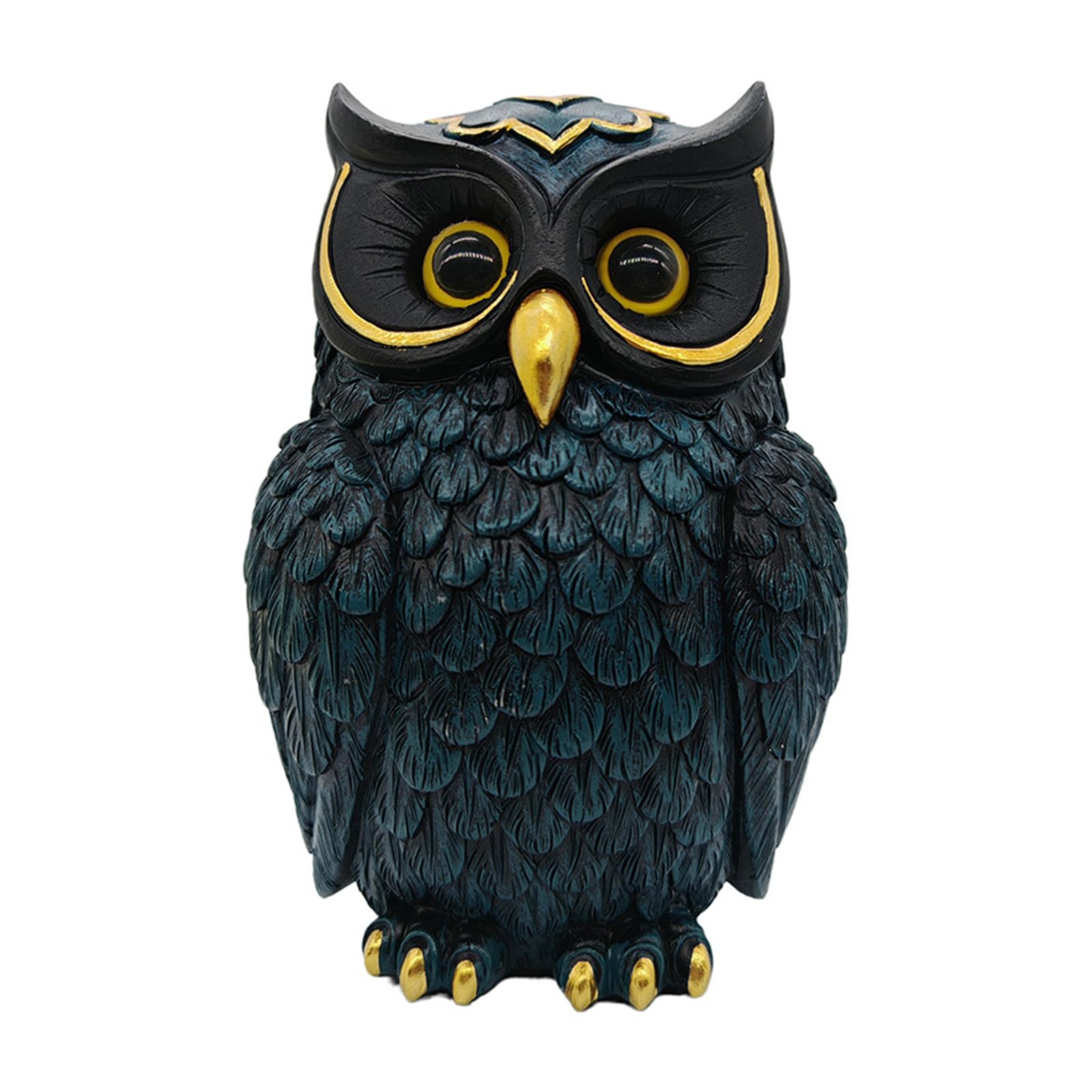 Ekoama Resin Owl Small Sculpture Desktop Ornament Bird Statue Bookshelf Desktop Fireplaces Decors for Collectors