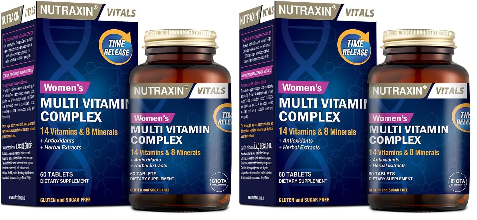 Nutraxin Women's Multi Vitamin Complex 60 Tablet Takviye Edici Gıda (2 paketi)