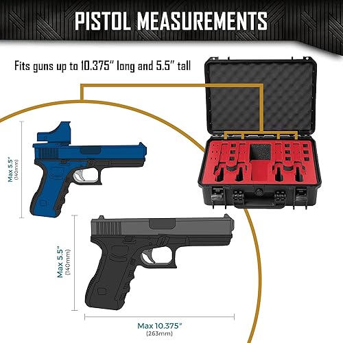 Vista 14 de Estuche para pistola Doro para 4 pistolas 12 con inserto de espuma MyCaseBuilder personalizado, impermeable, resistente, armas de fuego tácticas