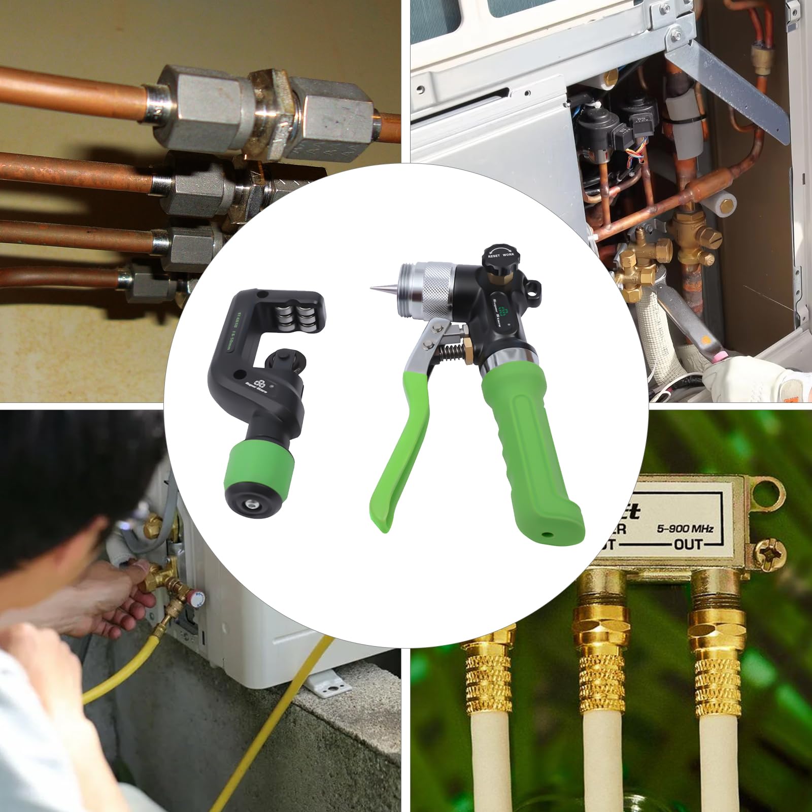 Fenjidrop Hydraulic Tube Expander Tool Kit, Compact Swaging Tool with Tube Cutter, Deburring Tool, and 7 Expander Heads for 3/8