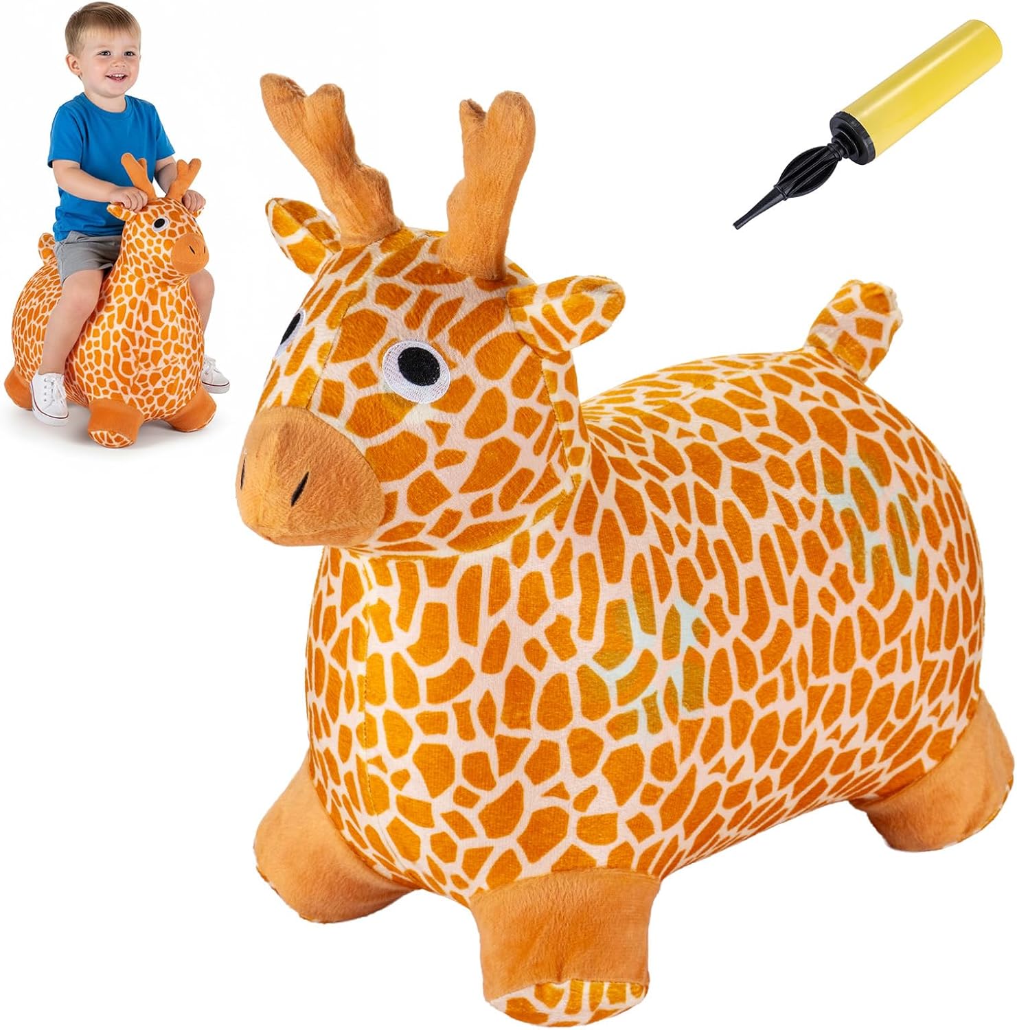 Willingfun Bouncy Giraffe Plush Hopper Toy - Safe Ride-On Bouncing Toy for Toddlers 2-5, Indoor Outdoor Fun