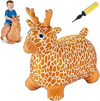 Willingfun Bouncy Giraffe Plush Hopper Toy - Safe Ride-On Bouncing Toy for Toddlers 2-5, Indoor Outdoor Fun