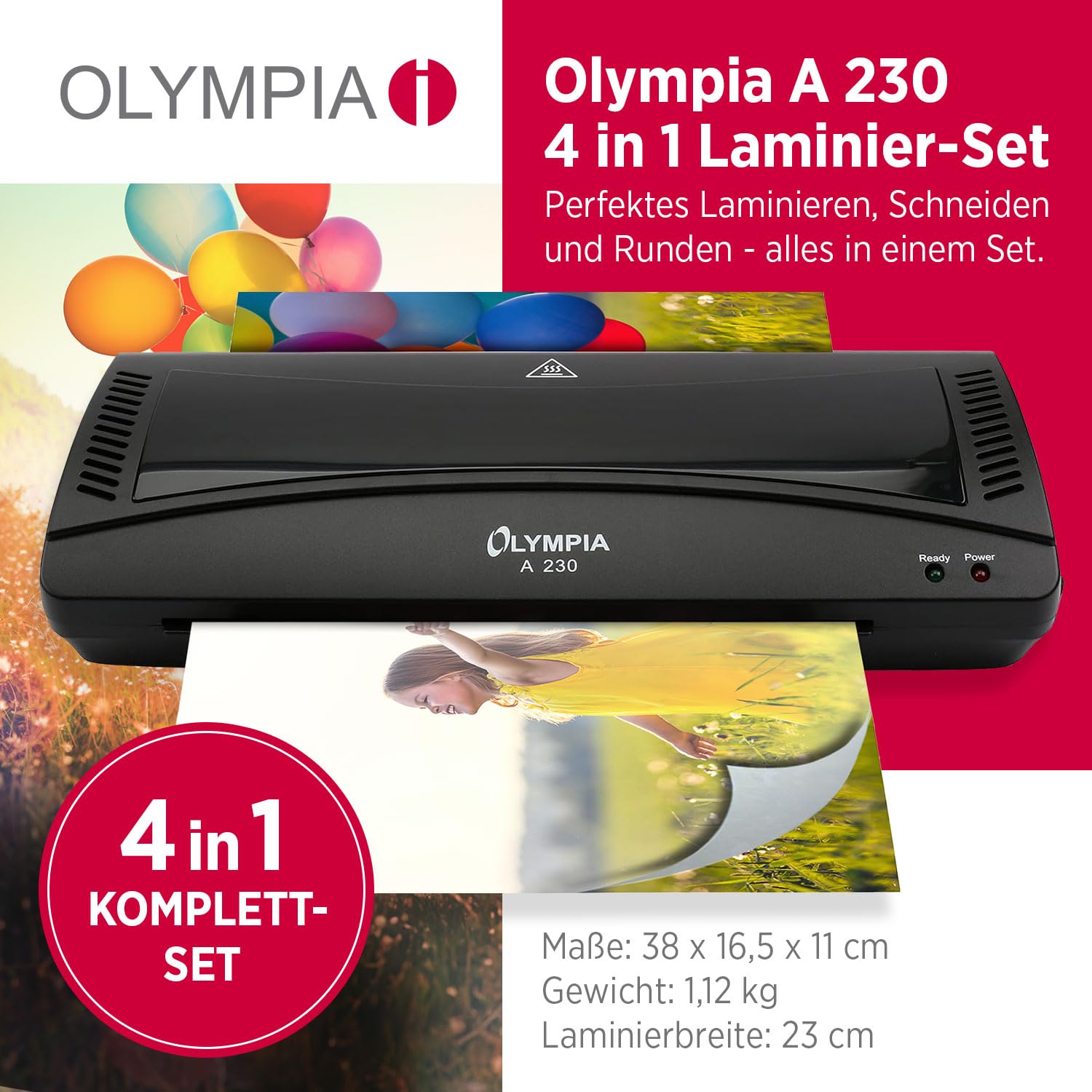 Olympia A 230, set de laminación 4 en 1 para A4, 75 - 125 micras, negro, 3113