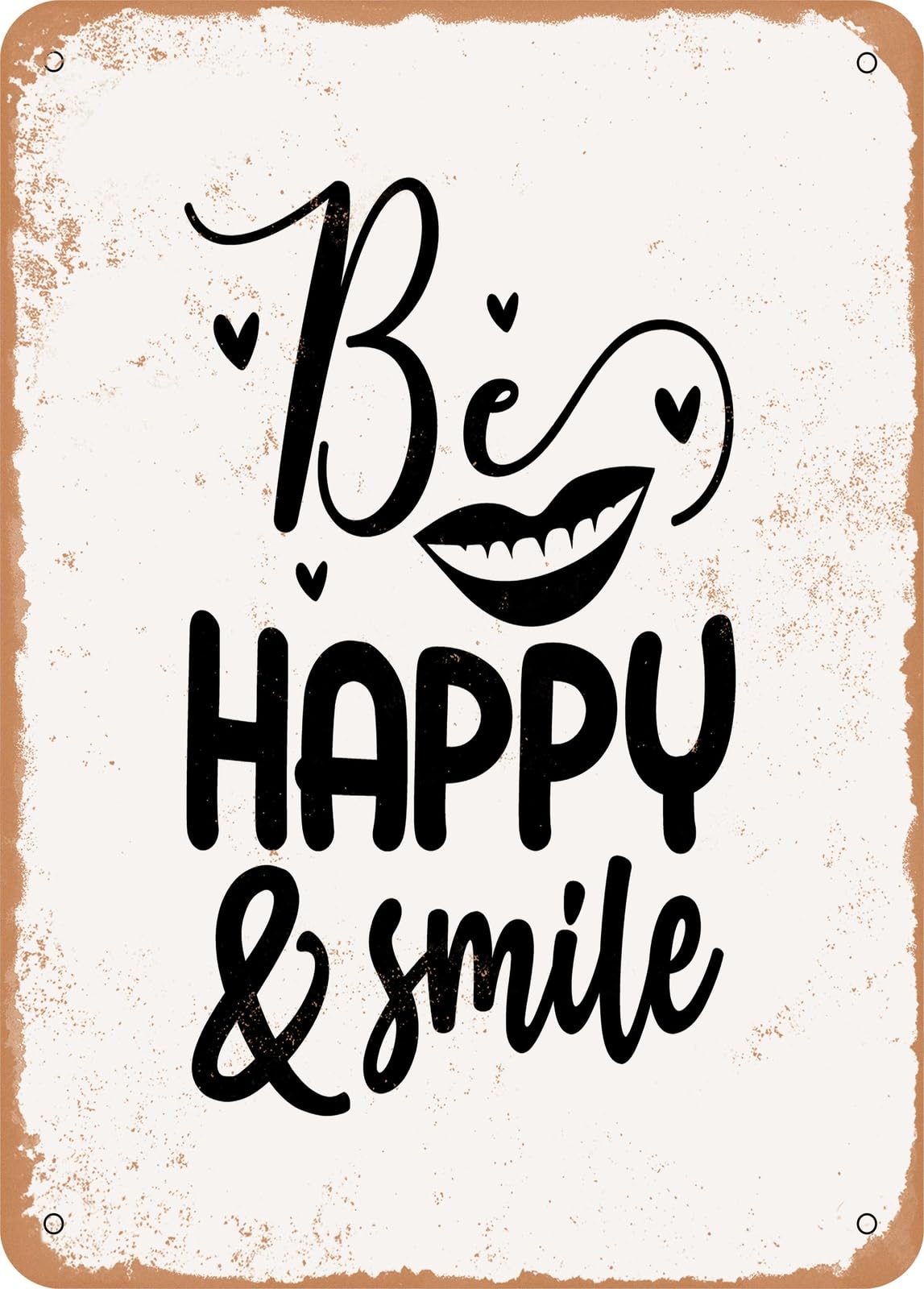 Miaomansenstore Metal Sign - Be Happy And Smile - Vintage Rusty Look Home Decor