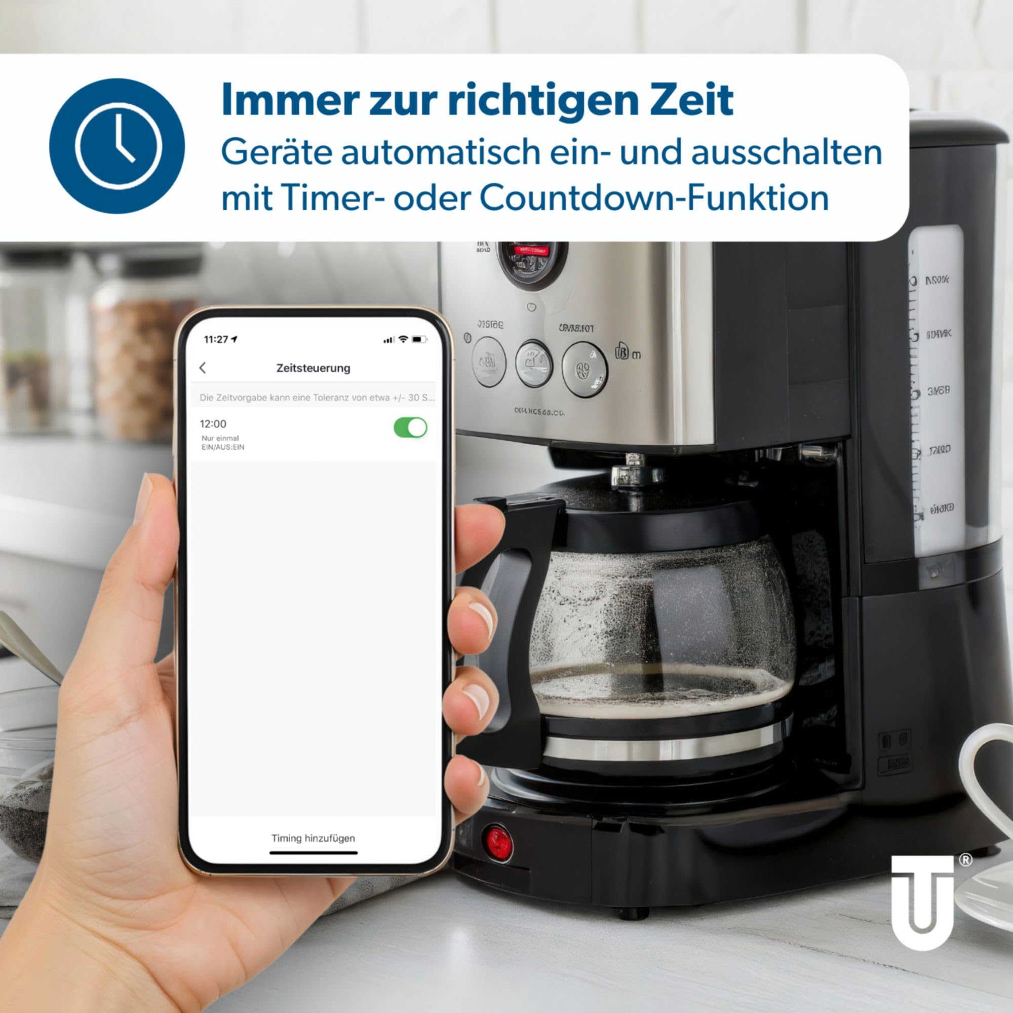 UNITEC - Adattatore Wi-Fi, presa intelligente WLAN, con timer e temporizzatore, Design Award 2021