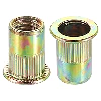 Vista 7 de uxcell Tuercas de remache de acero al carbono M3 Inserto de cabeza plana amarillo cinc plateado 50 PC