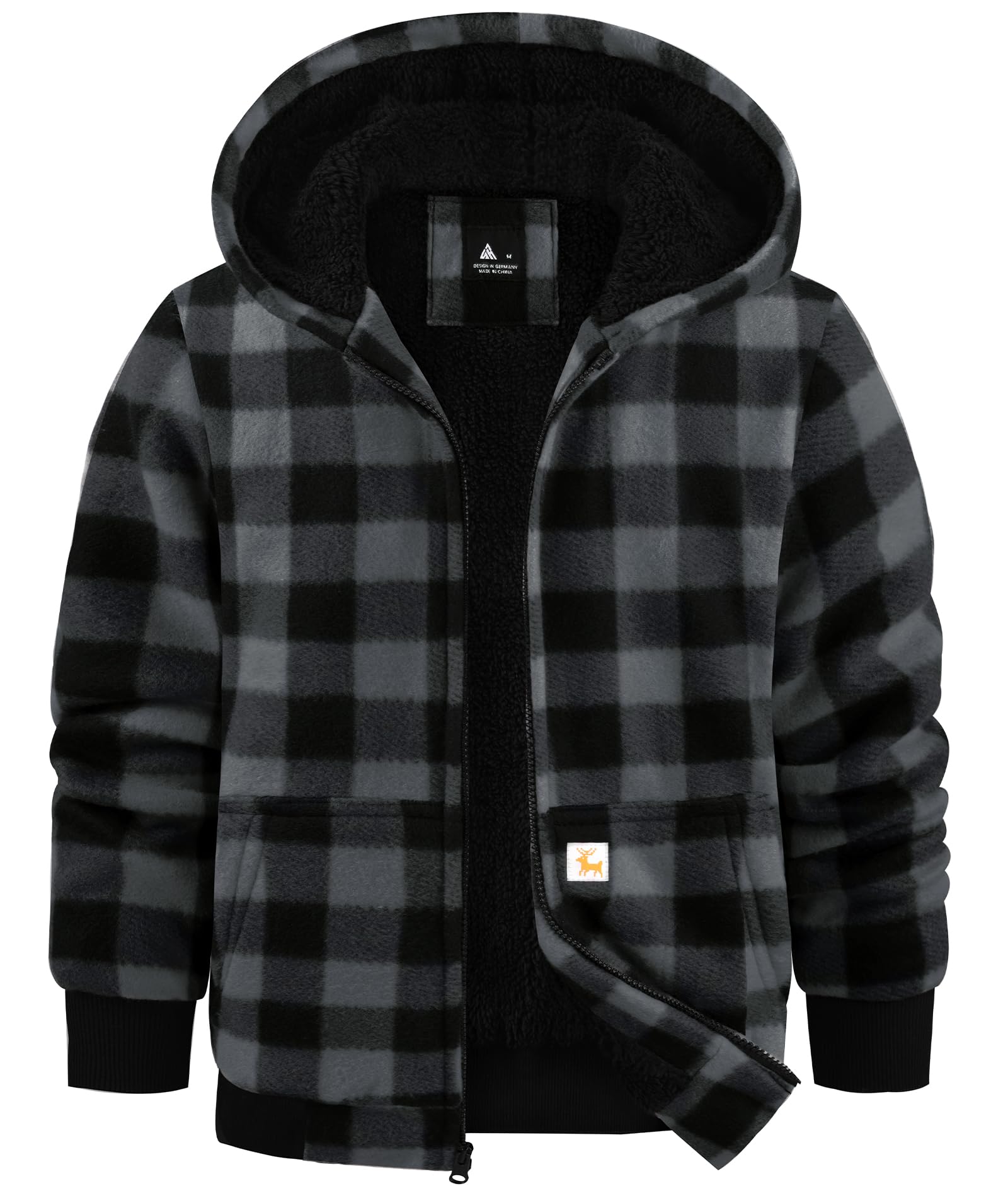 GEEK LIGHTING Boys Girls Flannel Fleece Jackets Sherpa Lined Hoodies