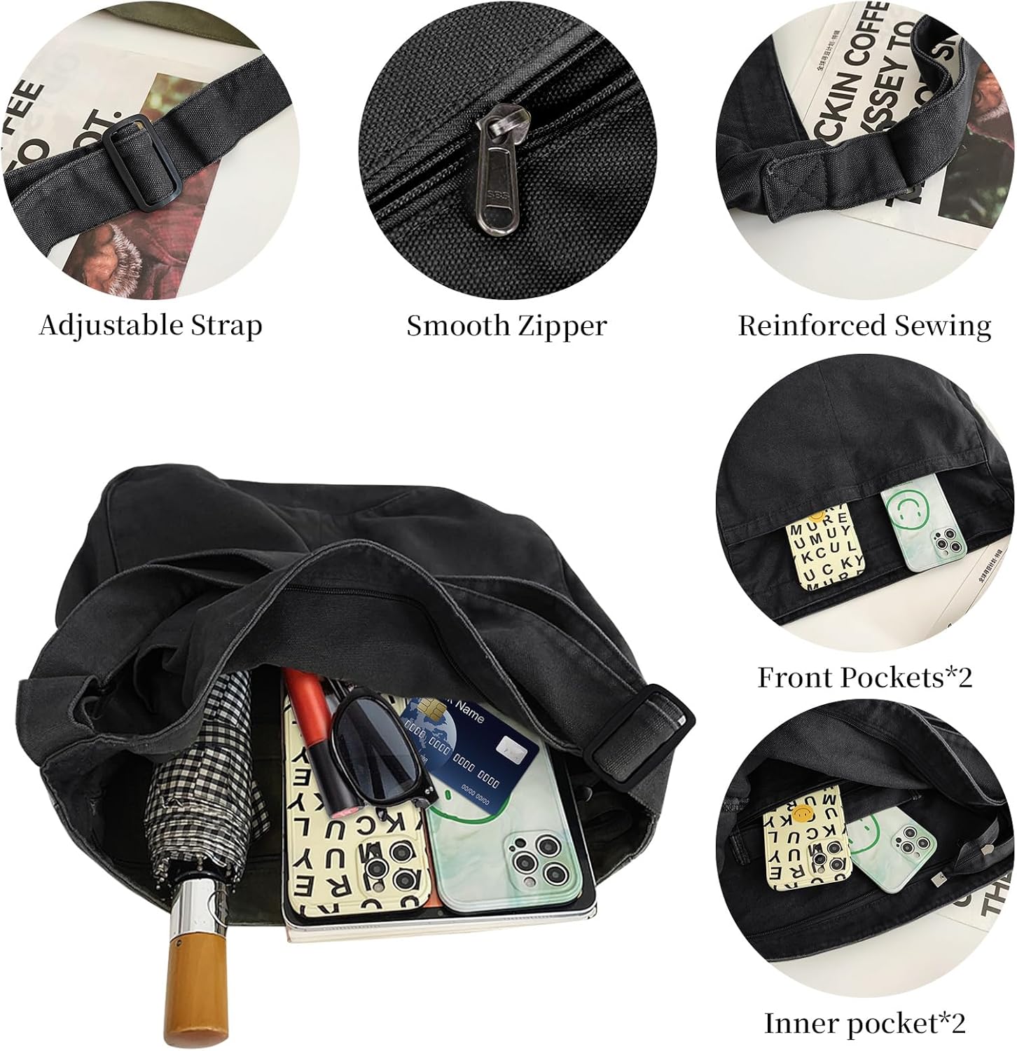 Canvas Tote Bag Large Crossbody Hobo Bag for Women and Men Messenger Bags Shoulder Handbag Casual Purse Travel Work