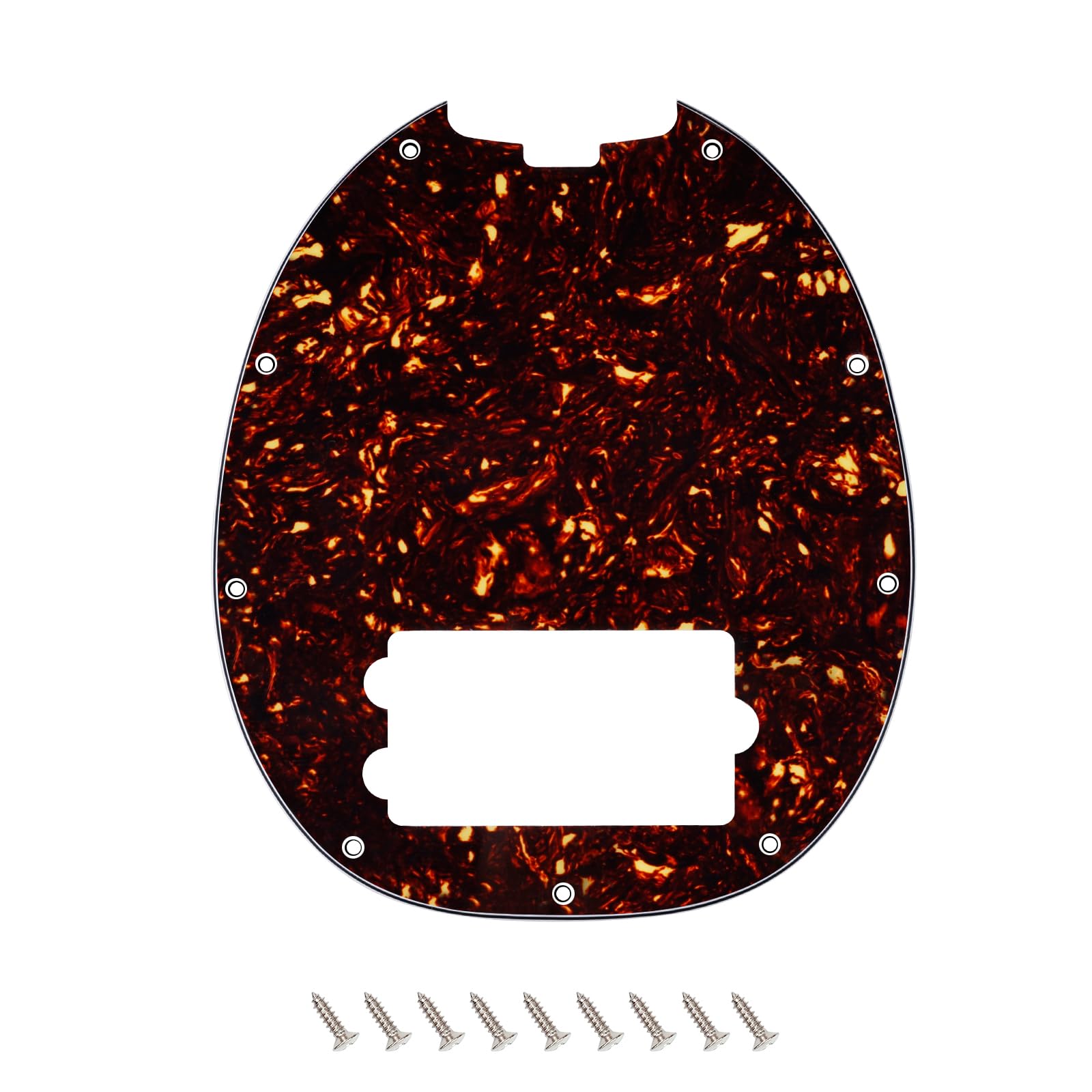 Banworks 9-Hole Bass Pickguard with Truss Rod Notch 4-Ply 4-String Bass Scratch Plate for Music Man StingRay Bass JT/HB-41 Dark Brown Tortoiseshell