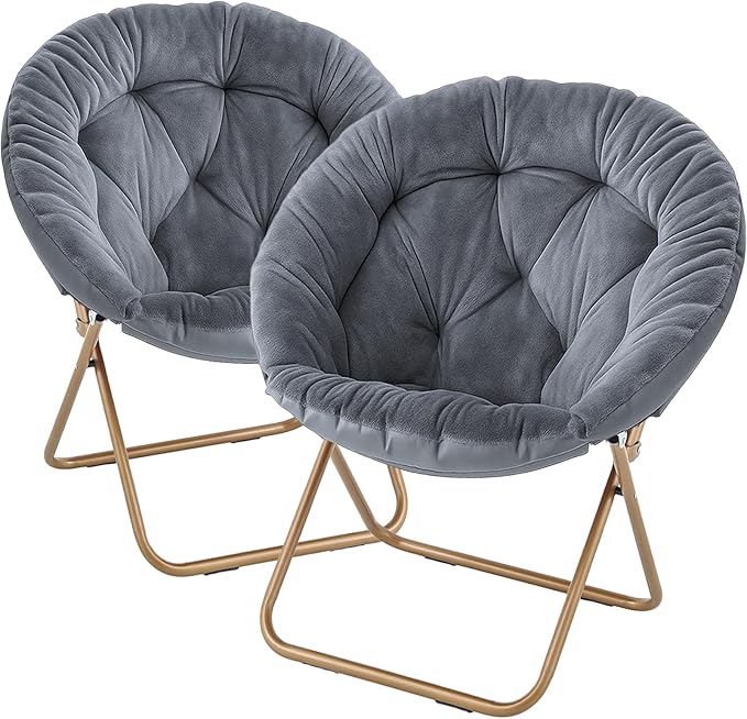 Sillón Plegable Descanso Redondo Peluche Gris