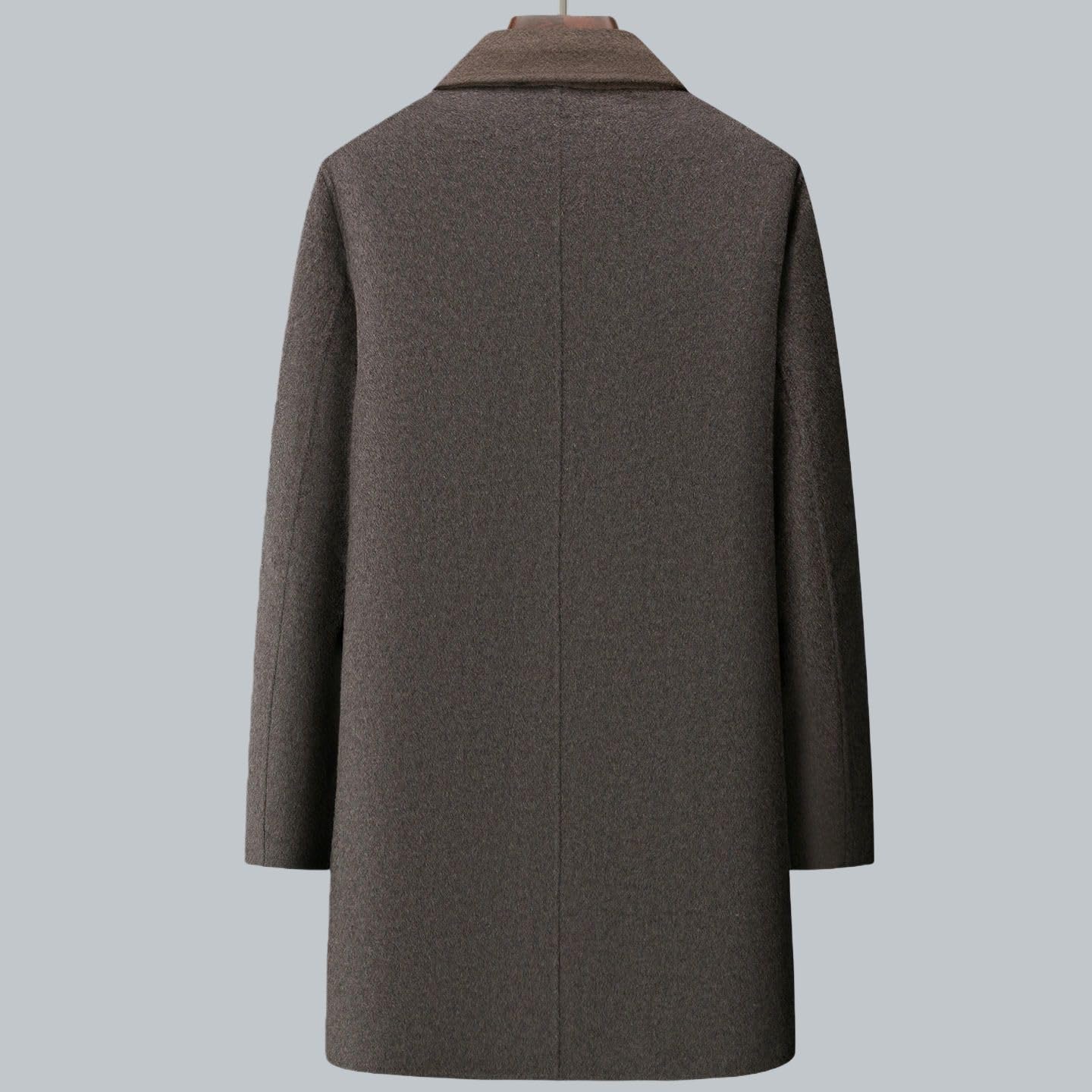 Cappotto casual da uomo con risvolto in lana double face spesso autunno inverno con fodera in piuma