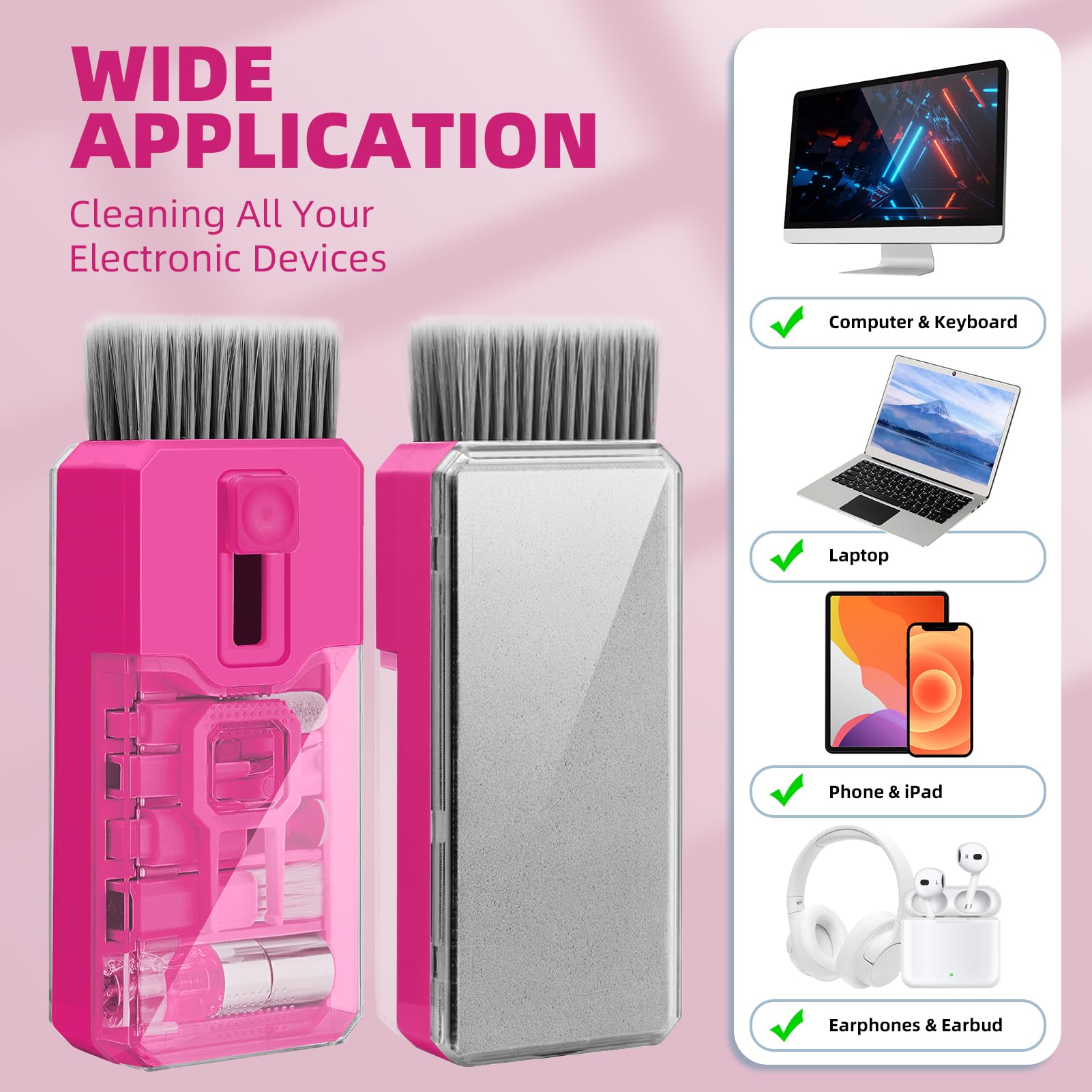 Keyboard Cleaning Kit Laptop Cleaner, 10-in-1 Computer Screen Cleaning Brush Tool, Multi-Function PC Electronic Cleaner Kit Spray for iPad iPhone Pro, Earbuds, Camera Monitor, All-in-one with Patent