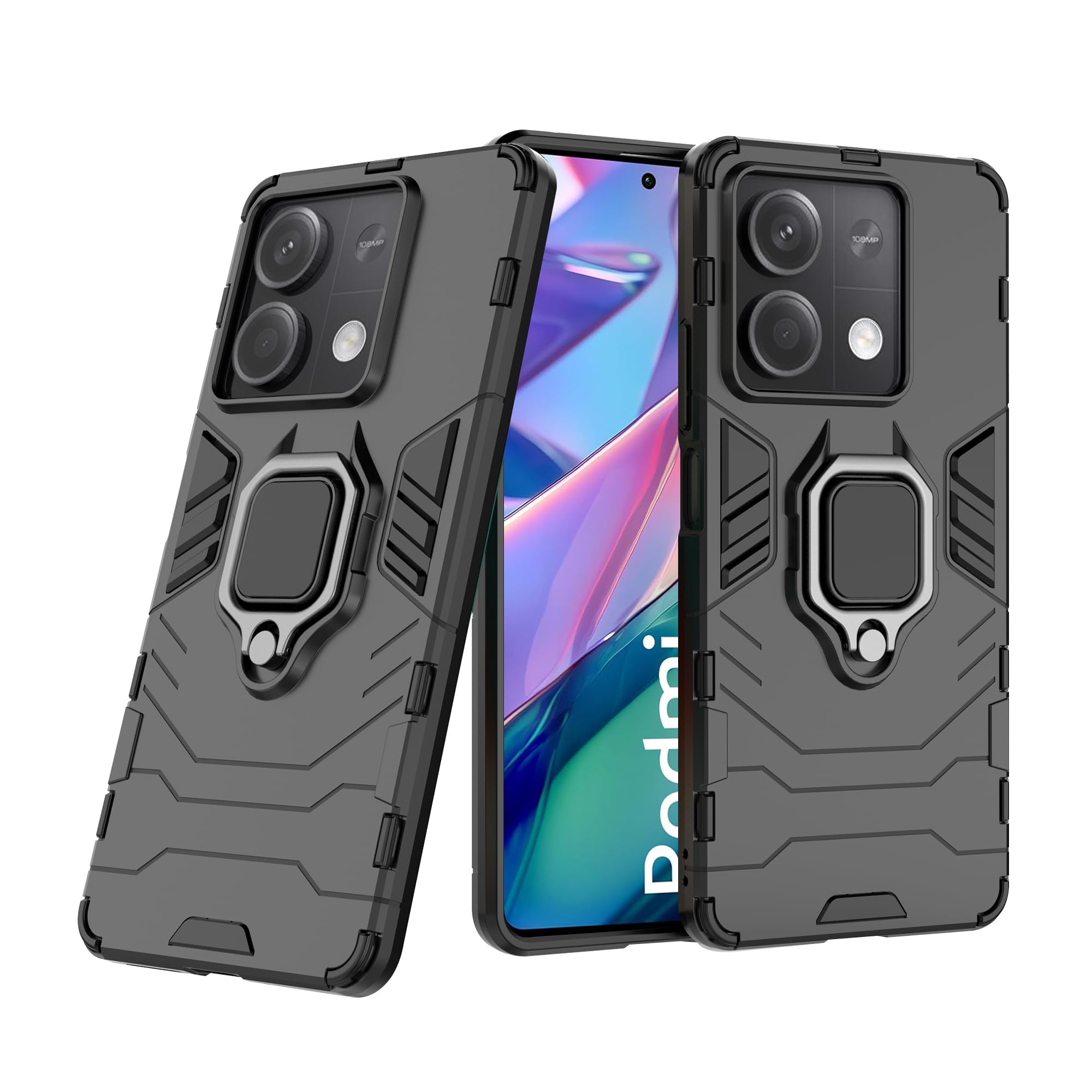CEDO Rugged Redmi Note 13 (5G) Defender Case | Rotating Ring Holder & Kickstand in-Built | Military Grade Armor | Bumper Back Cover (Black) (B0CRRQD2DN) Amazon Price History, Amazon Price Tracker