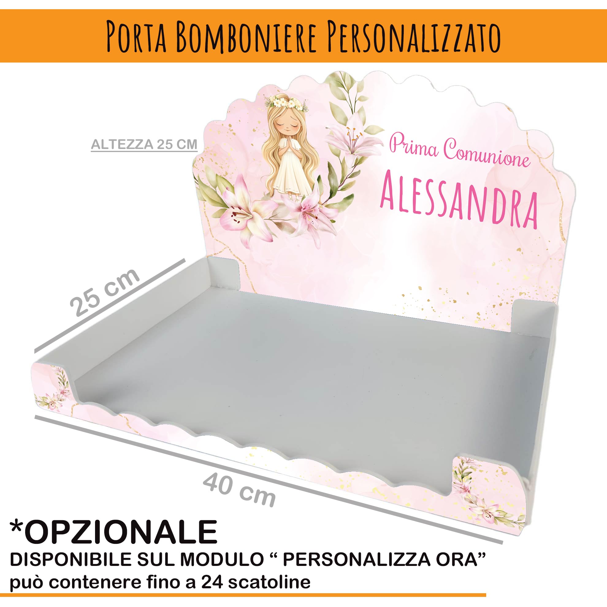 PV Grafik® Set da 24+24 Scatola Bomboniera Prima Comunione Bimbo e Bimba, Scatolina Portaconfetti Prima Comunione Personalizzata, Bigliettini Bomboniera Inclusi(TiraC16)