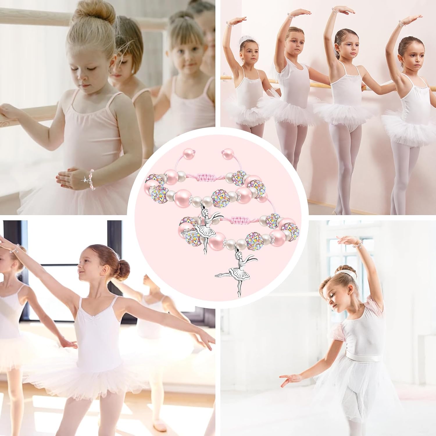 2 Pcs Dancer Gifts for Girls, Adjustable Chain with Ballet Accessories, Sparkle Pink Dance Bracelet for Friends Mate or Ballerina Party Favors, Ballet Bracelet for Daughter Gifts to Encourage Children - Image 5