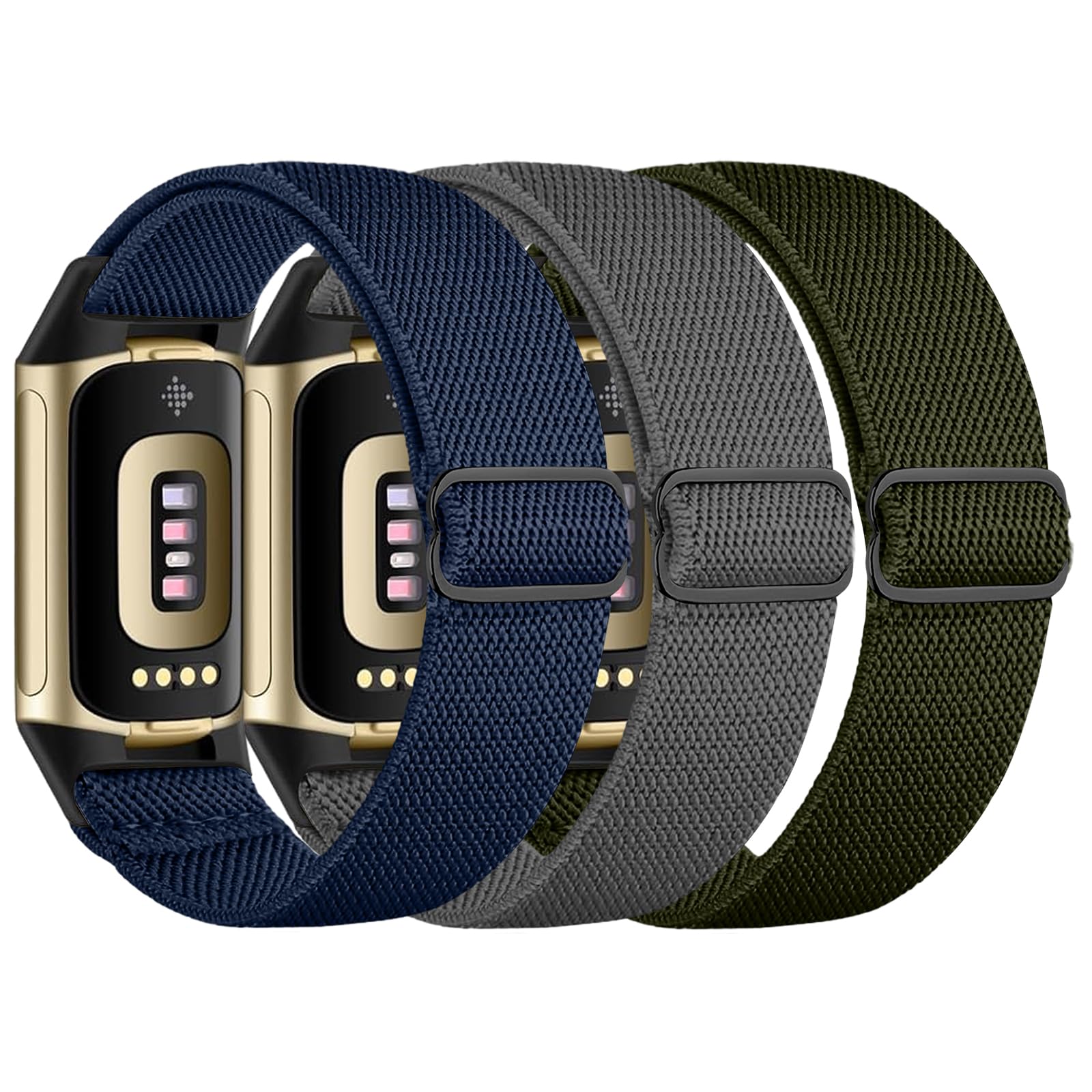 chinbersky Elastisches Armband Kompatibel mit Fitbit Charge 6 Armband/Fitbit Charge 5 Armband, Verstellbares Nylon Stoff Dehnbare Atmungsaktiv Sport Band für Fitbit Charge 6/Charge 5 Damen Herren