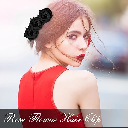 Miniatura 2 de Yilloog Paquete de 12 pinzas para el cabello rosa de 2.8 pulgadas, broches florales, pinzas para el cabello mexicanas, horquillas, suministros de