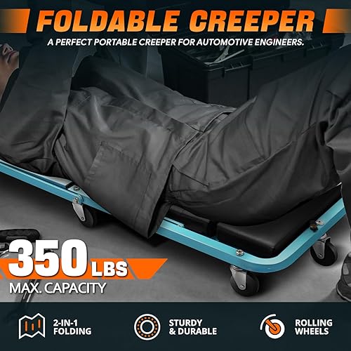 Miniatura 139 de DNA MOTORING TOOLS-00186 - Asiento plegable 2 en 1 de 40 pulgadas, 6 ruedas de 2 pulgadas, capacidad de peso de 330.7 lbs, color rojo