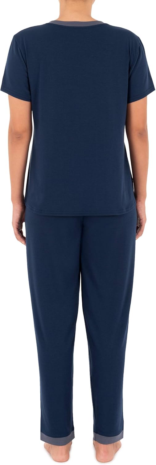 Fruit of the Loom womens Short Sleeve Tee and Pant 2 Piece Sleep Set - Image 2