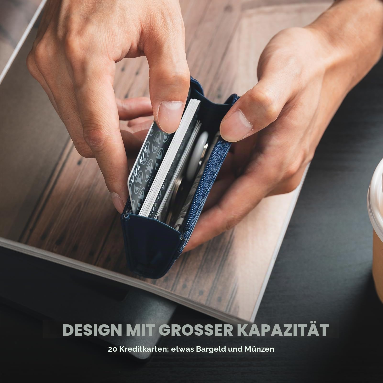 VULKIT Magnetische Kartenbrieftasche, kompatibel mit MagSafe Wallet RFID-blockierender Handy-Kartenhalter für iPhone 15/14/13/12 Serie, navy, no, Minimalistisch