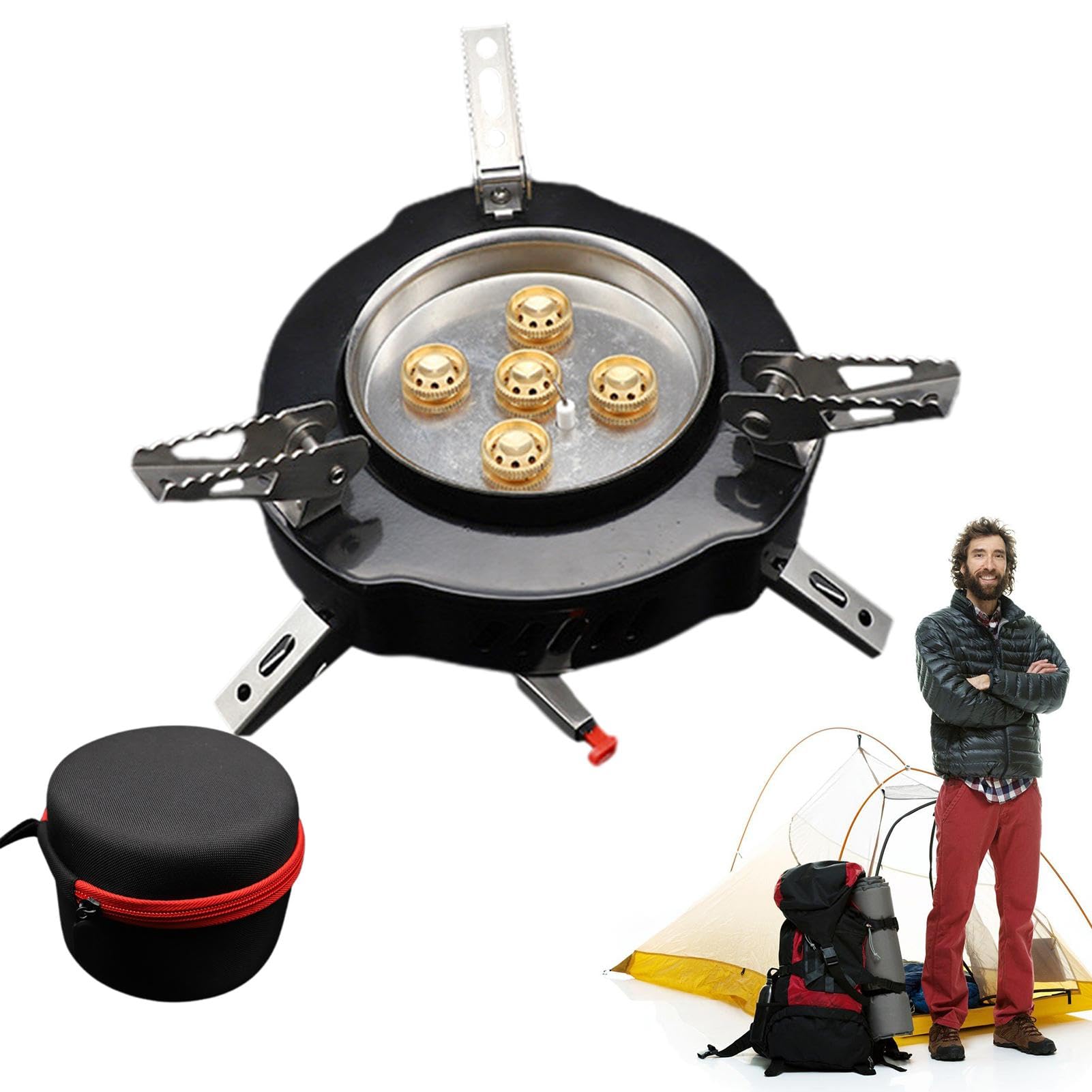 Réchaud de camping coupe-vent haute performance à brûleur réglable pour cuisson extérieure